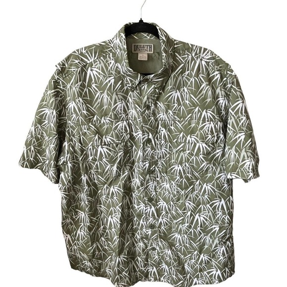 Duluth Trading Co. Men’s Green Floral Hawaiian Vented Shirt L Cool Plus - Picture 1 of 5